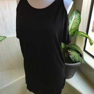 H&M black high-low hem top with cutout shoulders